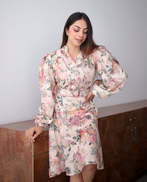 Taylor Pastel Floral Midi Dress